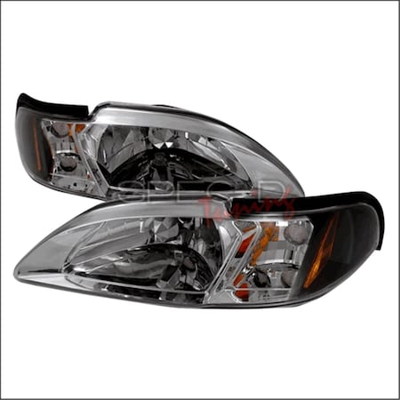 Overtime Crystal Housing Headlights for 94 to 98 Ford Mustang- Black - 10 x 21 x 24 in. OV3190200